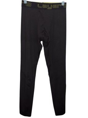 Layer 8 Men’s Compression Pants Quick Dry Muscle Support Black Embossed Medium